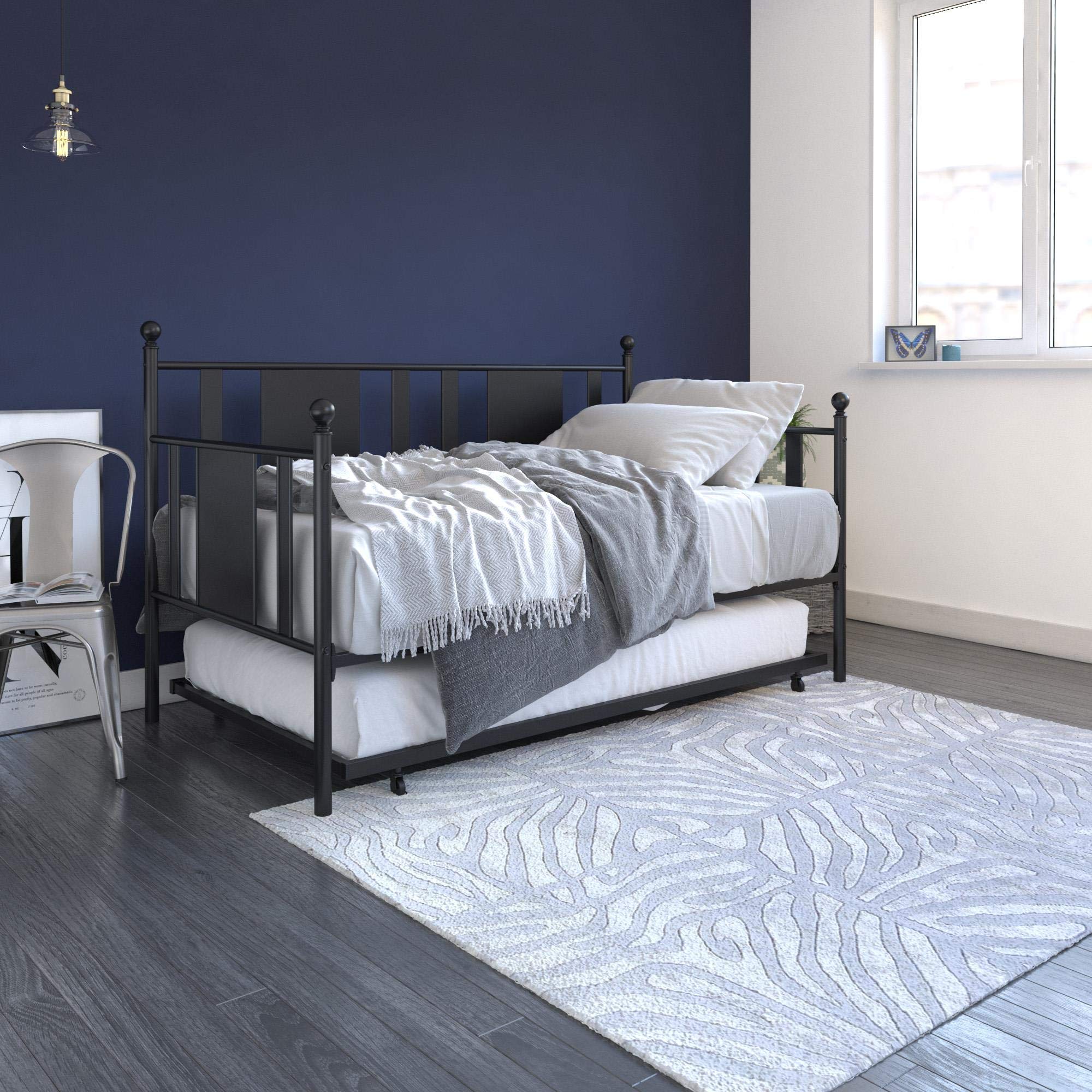 DHP Lavinia Metal Daybed with Trundle, Twin Size Sofa Bed, Black Pricepulse