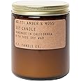 P.F. Candle Co. Amber & Moss Classic Standard Scented Soy Wax Candle (7.2 oz) 40-50 Hour Burn Time, Cotton Wick, Amber Glass