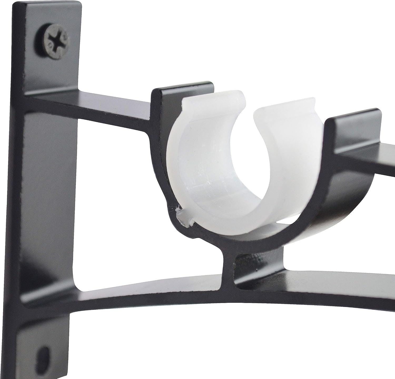AddGrace Double Curtain Rod Brackets Set of 4 for Drapery Rod Window Hardware Rod Holders (Black): Home Improvement