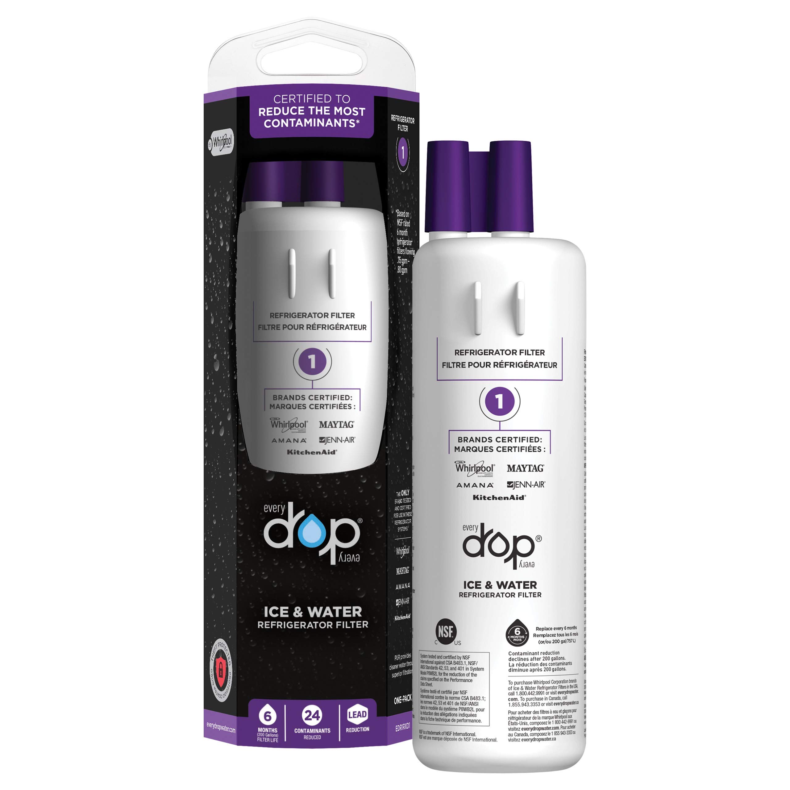 EveryDrop by Whirlpool 10383251 Refrigerator Water Filter 1, EDR1RXD1