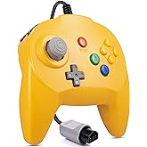 KIWITATA Retro N64 Controller, Mini Wired N64 Game Upgraded Joystick Gamepad Controller for N64 Video Console System Yellow