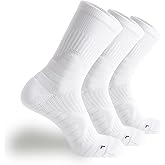 Tactia Compression Running Socks Men, Cushioned, Anti-Blister, CoolMax Moisture Wicking Cooling, Athletic Socks Crew, 3 Pairs