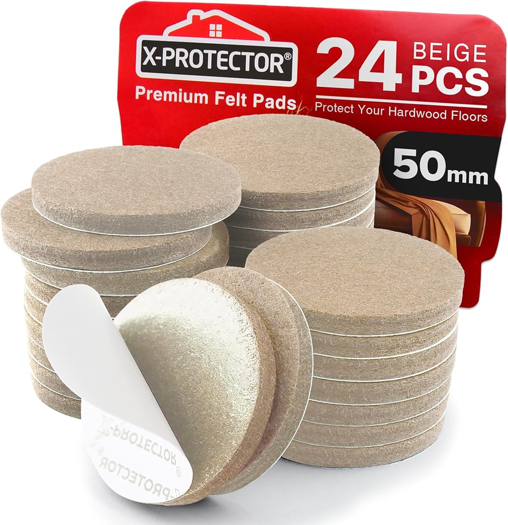 X-Protector Felt Furniture Pads 24 pcs 50mm Premium Floor Protectors
