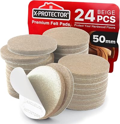 X-Protector Felt Furniture Pads 24 pcs 50mm Premium Floor Protectors