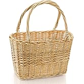ZEAYEA Wicker Picnic Basket with Handle, Oval Woven Willow Basket, Wicker Storage Gift Basket for Easter, Halloween, Christmas, Egg and Flower Gathering