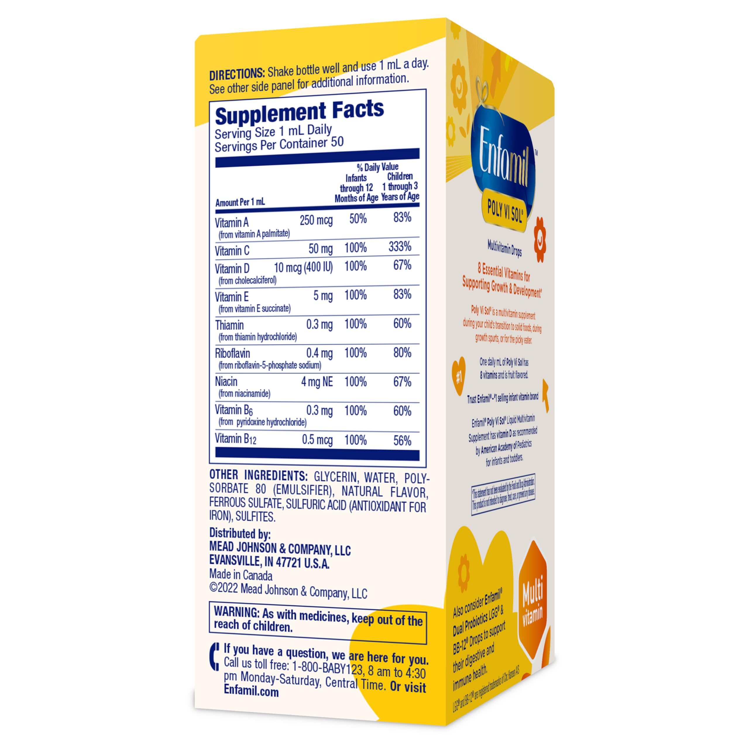 Enfamil Poly-Vi-Sol Liquid Multivitamin Supplement for Infants and Toddlers, 50 mL dropper bottle
