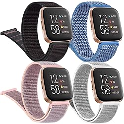 4 Pack Nylon Bands for Fitbit Versa 2 Bands/Fitbit