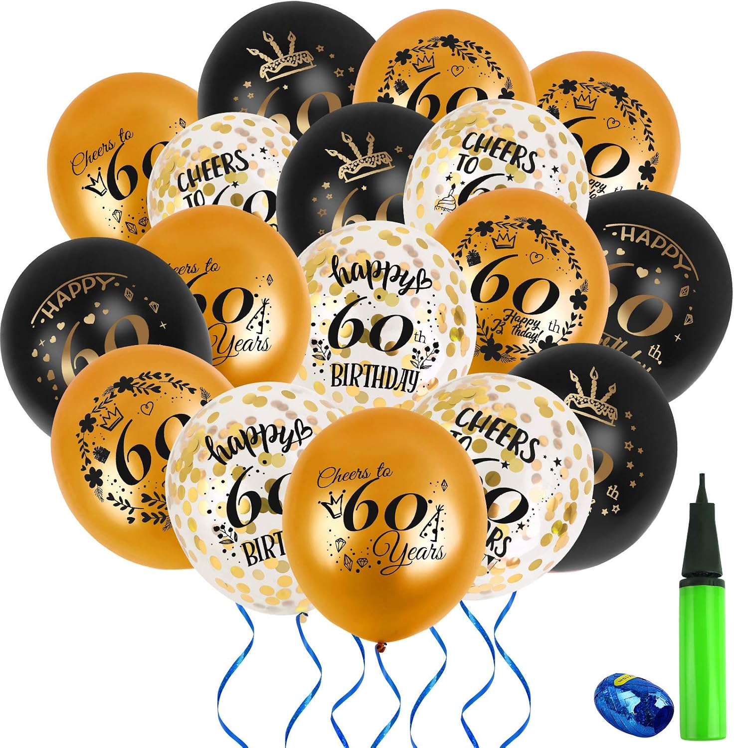 ADXCO 30 Pieces 60th Birthday Party Decorations Balloons Happy Birthday ...