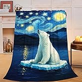 Polar Bear Blanket Cute White Bear Throw Blanket Soft Cozy Fleece Fuzzy Stuff Plush Flannel Gifts for Girls Women Boys Kids Adults 40''x50''