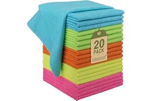 UNIMADE Microfiber Cleaning Cloth, 20 Pack Reusable Microfiber Towels for Cars Lint Free Cleaning Shop Towel Rags for Home Kitchen Automotive Bar Mechanic Restaurant Garage, 11.5"x 11.5", Multicolor