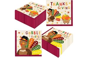 DYDAMUD Turkey Thanksgiving Paper Napkins 48PCS Turkey Gobble Fall Napkins for Dinner Autumn Thanksgiving Party Decorations