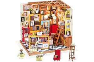 Rolife DIY Miniature Room Set-Woodcraft Construction Kit-Wooden Model Building Set-Mini House Crafts-Fashion Library Playset-