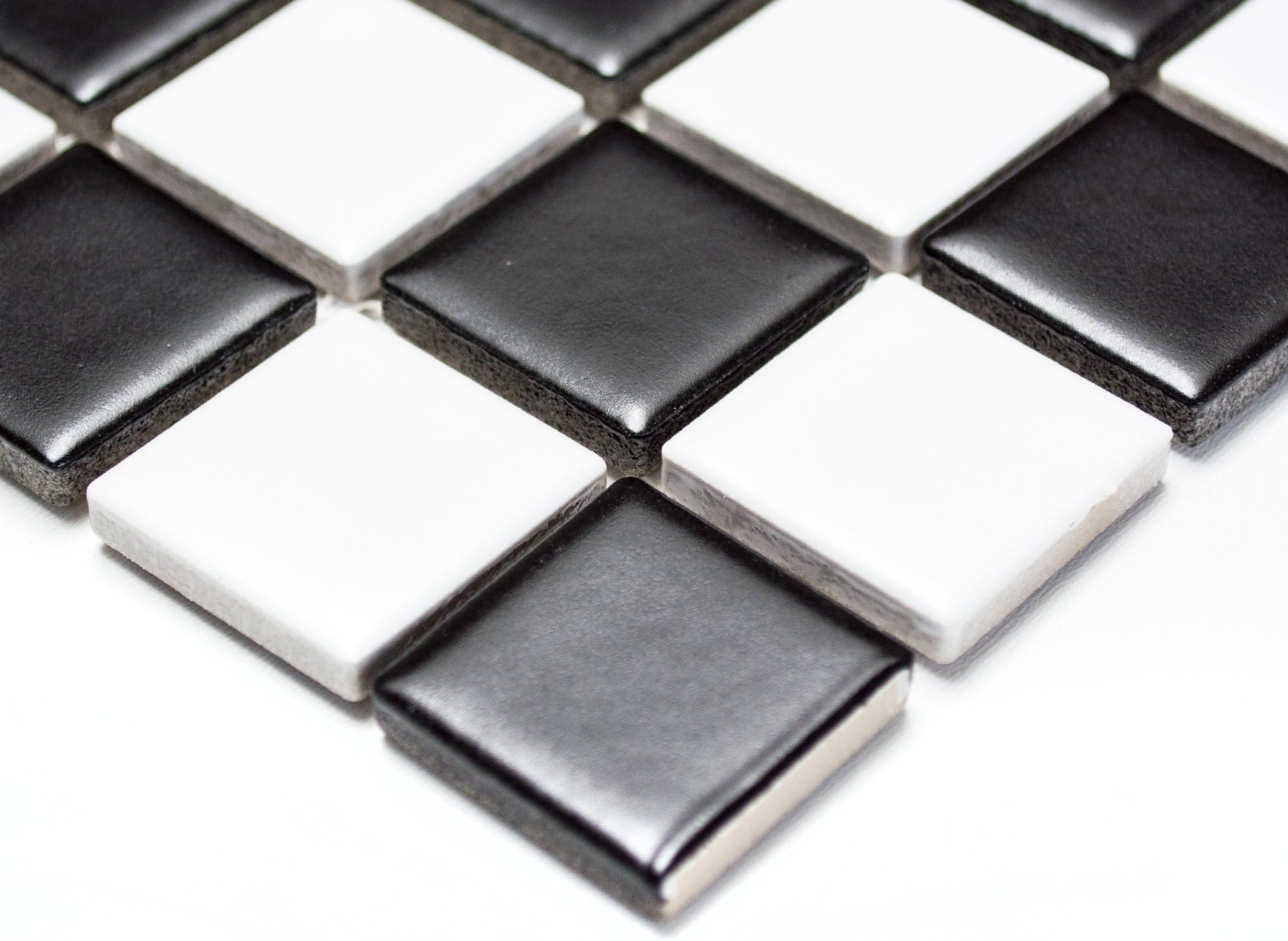 Mosaic Ceramic Tiles Schachbrett Black/White matt (1 Sheet)