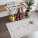Washable Area Rug Non Slip - 2x3 Small Kitchen Boho Rug Vintage Entryway Low Pile Carpet for Doormat Grey