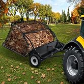 Altsuceser 44-Inch Tow Behind Lawn Sweeper, 25 Cu.Ft Adjustable Height Heavy Duty Leaf Collector &amp; Yard Sweeper for Lawns Tractors, Lawn Sweepers Tow Behind, Folds for Easy Storage Black