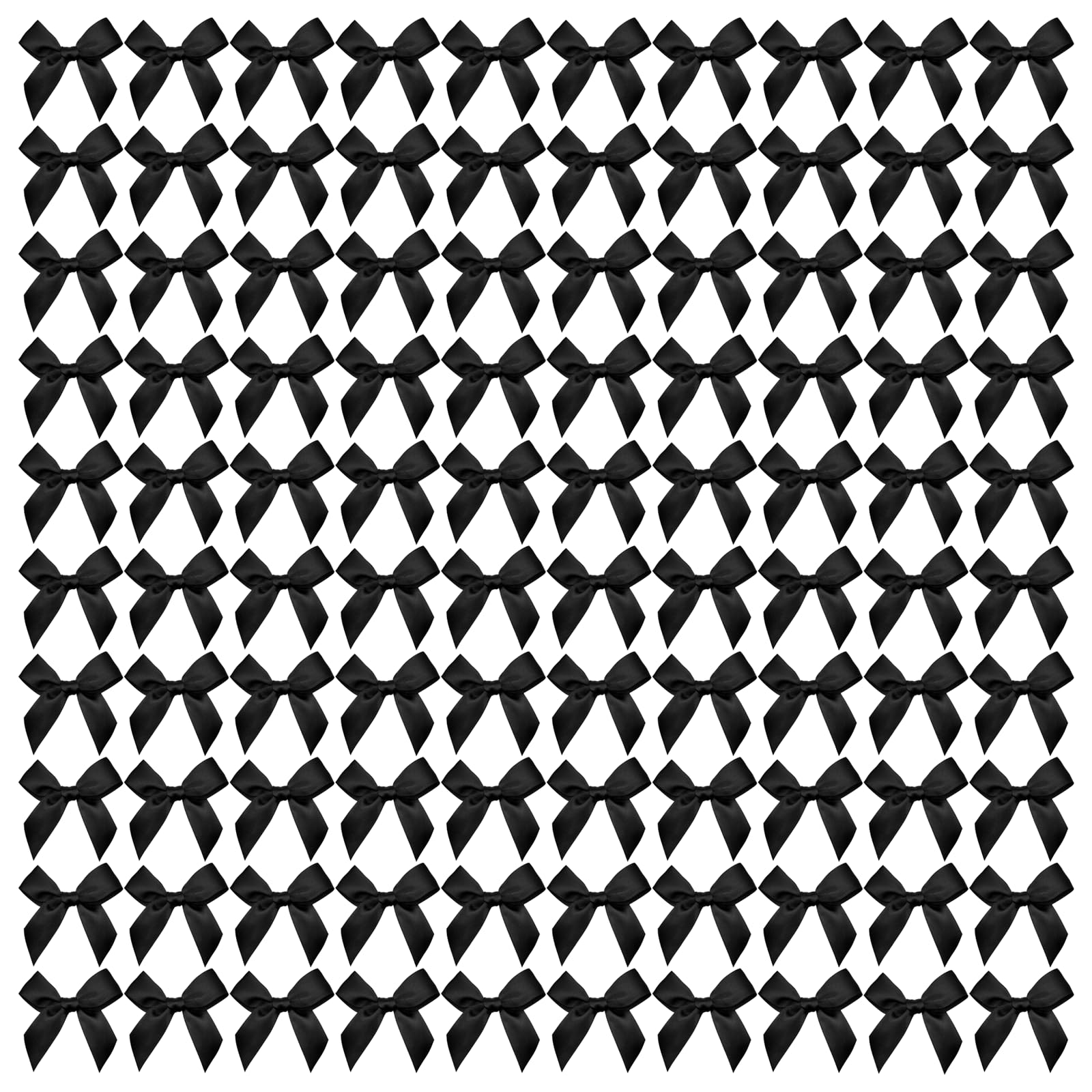 Photo 1 of 100PCS Black Ribbon Bows, Boutique Satin Bows for DIY Craft, Mini Satin Fabric Bows for Craft Sewing Scrapbooking Décor Card Making Wedding Thanksgiving Christmas Gift Wrapping.
