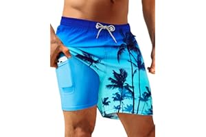 APTRO Mens Swim Trunks with Compression Liner 5" Quick Dry 2 in 1 Swimming Beach Board Shorts Bathing Suit Swimsuit Swimwear