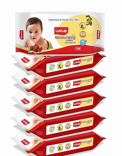 LuvLap Paraben Free Baby Wipes with Jojoba Oil (72 Wipes/Pack, Pack of 6)