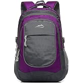 ProEtrade Backpack Bookbag for College Sturdy Travel Business Hiking Fit Laptop Up to 15.6 Inch Multi Compartment Gifts for Men Women Night Light Reflective (Purple A)