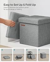 SONGMICS Storage Ottoman Set of 2 30x30x30 cm Light Grey LSF028G42 view 7