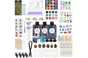 KISREL UV Resin Jewelry Making Kit, 300g Crystal Clear Resin with Light and Molds, DIY Jewelry Making Kit, Resina Starter Kits for Keychain and Earring