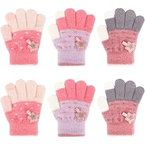 Gants Magiques Gants Polaire Enfant 6 Paires De Pour Enfants, Gants Thermiques D Hiver Full Fingers Kids Acsergery Gift Gant Enfant Avec Ficelle Gant Fille