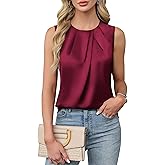 Blooming Jelly Womens Summer Tank Tops Business Casual Outfits Satin Blouse Dressy Work Shirts Spring Clothes