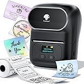 Phomemo M110 Label Maker - M110 Barcode Label Printer Portable Bluetooth Maker Machine with Tape for Name Labels, Small Business, Address, Logo, Clothing Price Tag, Mailing, with 40x30mm Label, Black