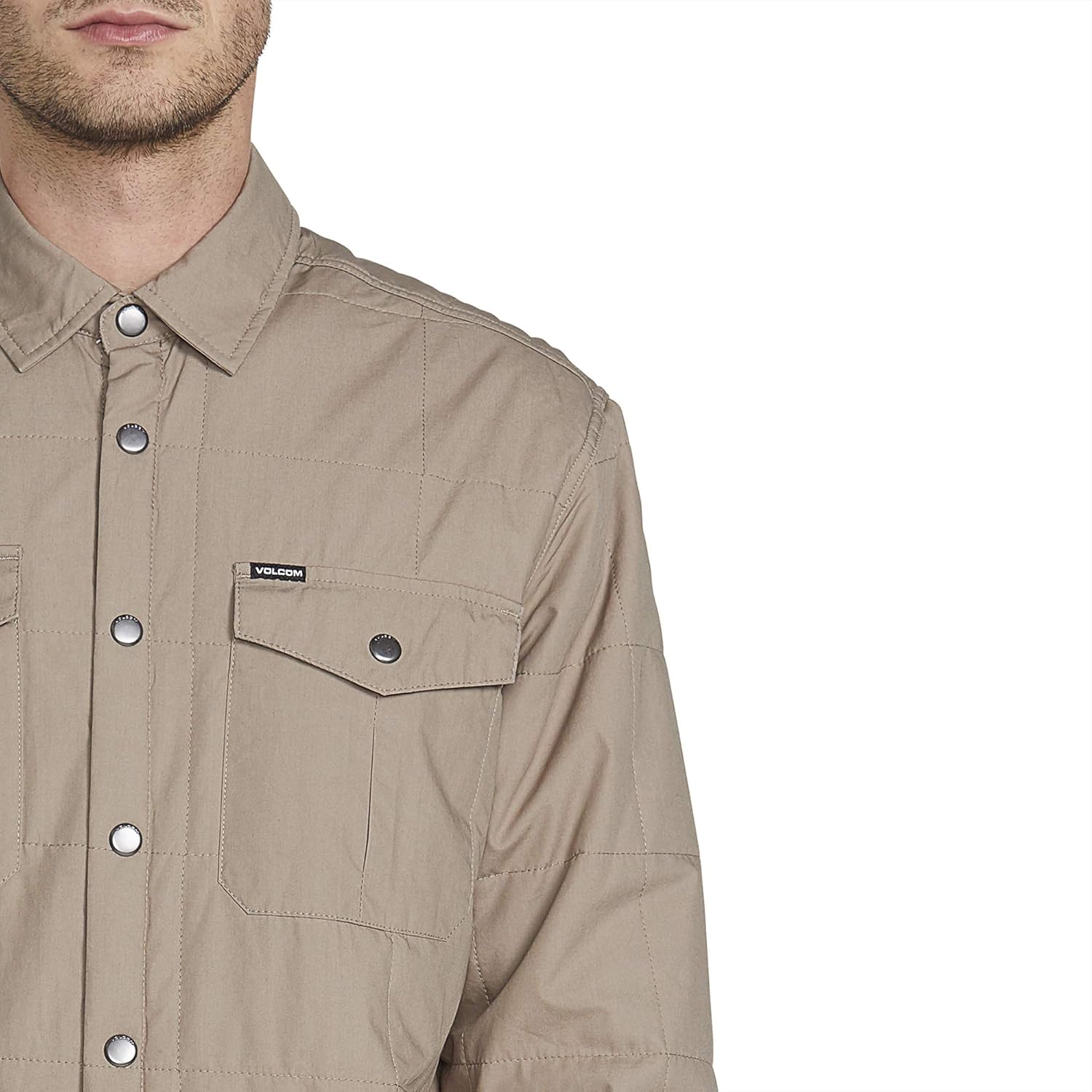 Volcom Men's Larkin Quilted Medium Jacket, Brindle, L: Clothing