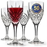Godinger Wine Glasses Set of 4, Stemmed Wine Goblets, Dublin Crystal Glass | 10oz Vintage Style Crystal Wine Glasses, Fancy Stemmed Goblets, Dublin Cut Crystal Glassware, Elegant Barware, Red White Wine