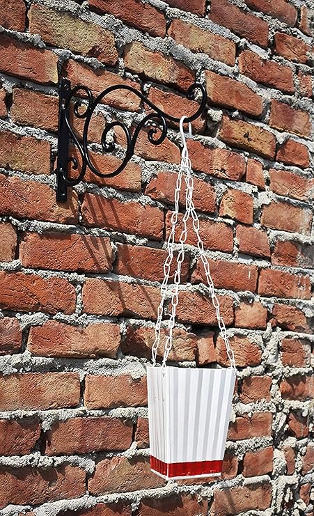 Ascent Homes Metal Wall Bracket with Hanging Triangular gal Planter-red