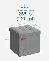 SONGMICS Storage Ottoman Set of 2 30x30x30 cm Light Grey LSF028G42 view 5