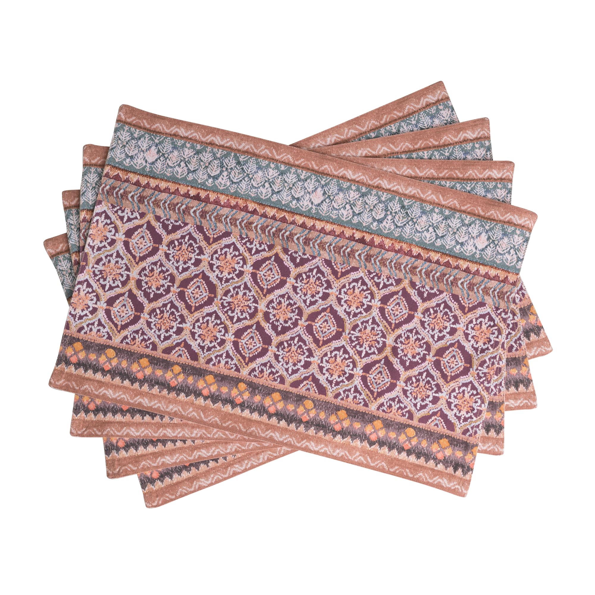 Maison d' Hermine Placemats Set of 4 100% Cotton Washable Cloth Place Mats, Reusable Table Mats for Christmas Decorations Kitchen Dining Party Wedding Restaurant (Fair Isle, 33 CM x 48 CM)