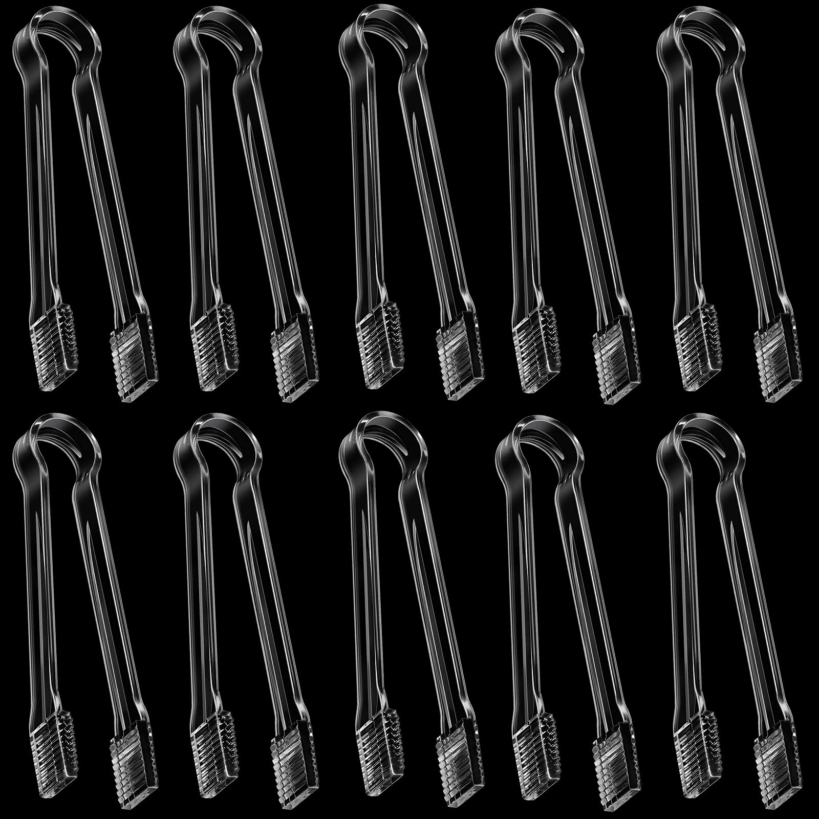 Photo 1 of Patelai 10 Pieces Small Plastic Serving Tongs for Appetizers Clear Plastic Mini Sugar Cube Buffet Ice Tongs for Dessert Tea Coffee Party Bar Appetizers, 6.3 Inch(Transparent)