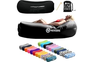 Nevlers Inflatable Lounger | 210T Polyester Inflatable Chair | No-Pump Blow Up Couch | Camping Couch Air Sofa Bed w/ 450 lbs. Cap., Pockets & Matching Bag | Use as Inflatable Couch for Adults & Kids