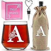 AiHeart Personalized Gifts for Women,Monogrammed A-Z Wine Glasses Gifts for Women,Wine Glass for Gift Box,Birthday Gifts for Mom Sister Grandma-A