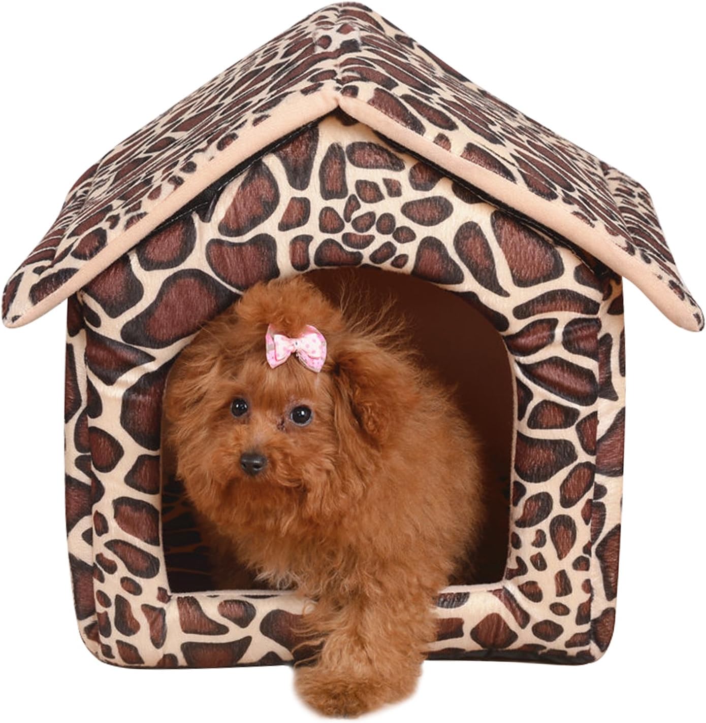 AcornPets® B-1101 Fashion Leopard Portable Foldable Medium Cat Bed House Pet House Dog Room Bed For Medium Cats Size 32 x 37 x 37CM