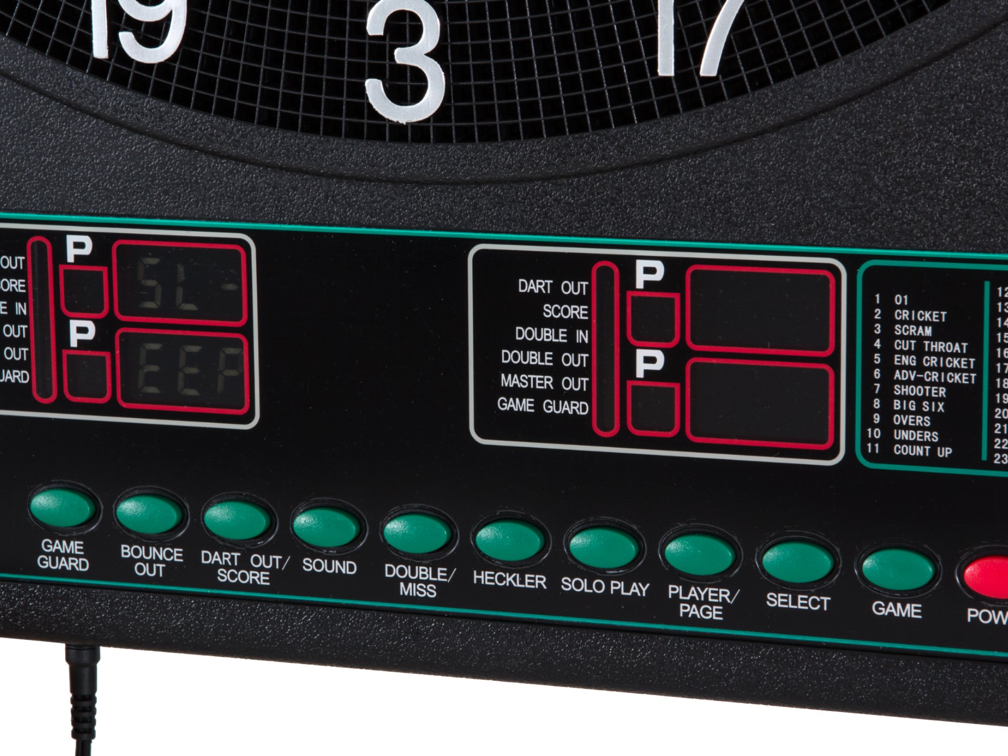 Bullshooter Cricket Maxx 1.0 Electronic Dartboard Cabinet Set with 13.5” Target Area, Wooden Cabinet Doors with Walnut Finish and 34 Games with 183 Variations (4 Cricket Games)