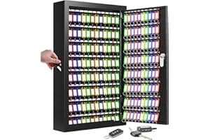 Nebakne 200 Keys Key Cabinet, Anti-Theft Key Lock Box with Key Tags, Adjustable Key Organizer Wall Safe for Car Office House Garage Rental Business