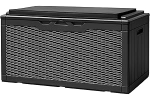 Devoko 100 Gallon Deck Box, Waterproof Outdoor Storage Box with Cushion (Black)