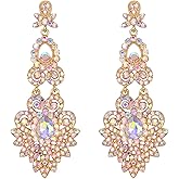 Flyonce Bridal Crystal Vintage Style Art Deco Chandelier Dangle Earrings for Women, Wedding Jewelry