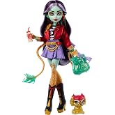 Monster High Jinafire Long Doll with Pet Dog | Dragon Doll with Pet Puppy Cloudy Yun Yun, 7 Accessories like Sketch Pad, Yogurt Drink, Backpack and More