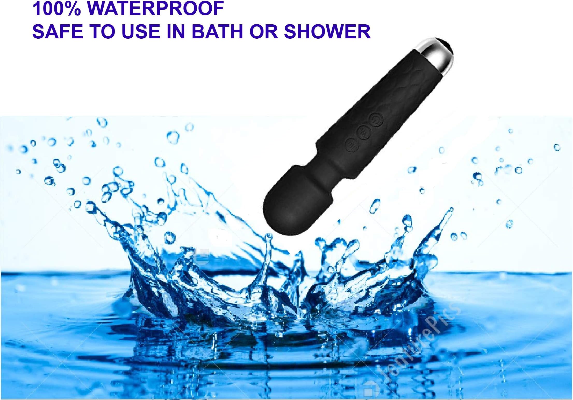 Massage Wand - Mini Cordless Rechargeable Powerful and Waterproof 20 Modes And 8 Speed settings, Quiet Use - Black