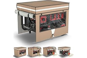 JIAHOO Generator Covers While Running, Generator Covers Compatible with 3000W-5000W Generator, 28"L x 20"W x 20"H Heavy Duty Waterproof Generator Cover for Outside, Transparent Windows to See Gauges, Khaki