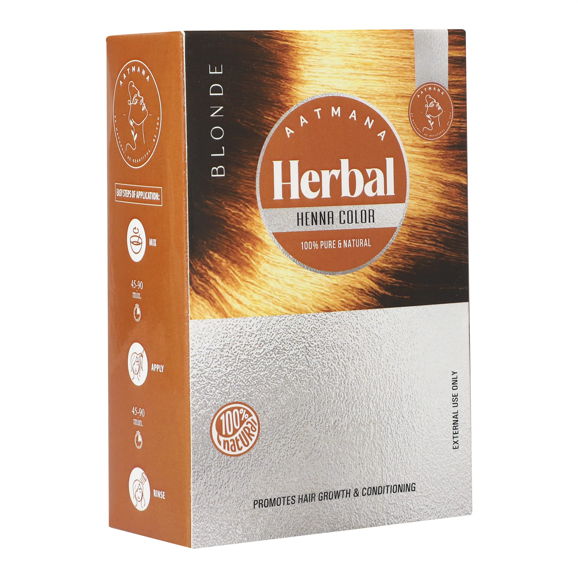 AATMANA Herbal Blonde Henna Hair Color with Goodness of 9 Herbs | Blonde Henna Mehndi for Hair, Make Hair Soft & Shiner Natural Hair Color for Men & Women 100g