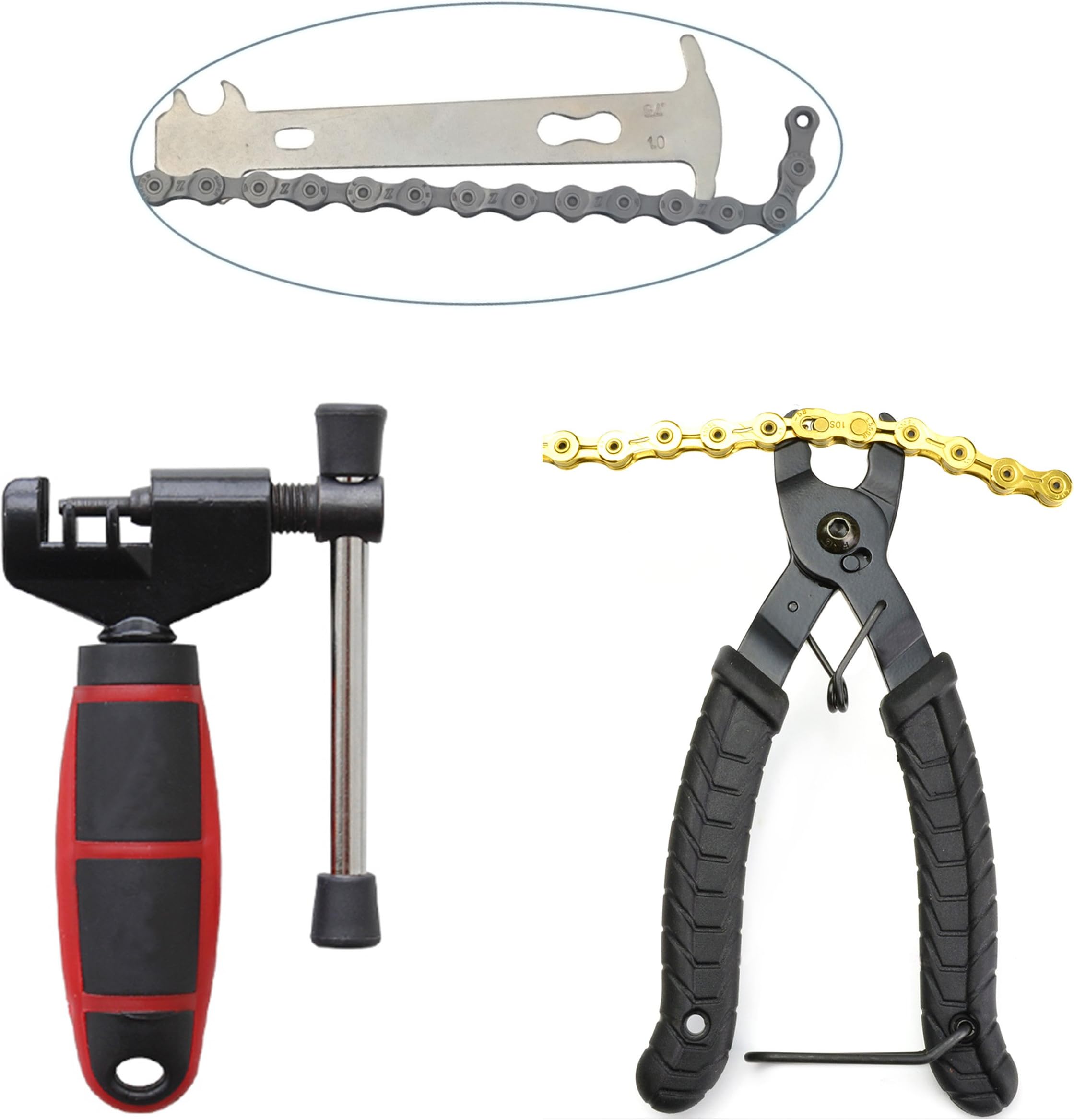 Iztoss Bike Chain Checker,Chain Missing Link Opener Closer Remover Pliers,Bicycle Chain Breaker Remover Tool