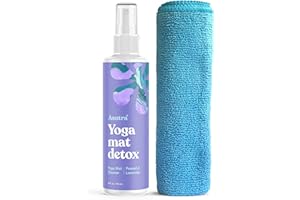 ASUTRA Yoga Mat Cleaner Spray (Peaceful Lavender), 4 fl oz - No Slippery Residue, Organic Essential Oils, Deep-Cleansing for 