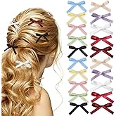 20PCS Mini Bow Hair Clips for Women, Solid Color Tassel Ribbon Bowknot Hair, Elegant French Bowknot Snap Hair Clips, Ribbon Hair Bows Barrettes Accessories for Women Bride Decoration