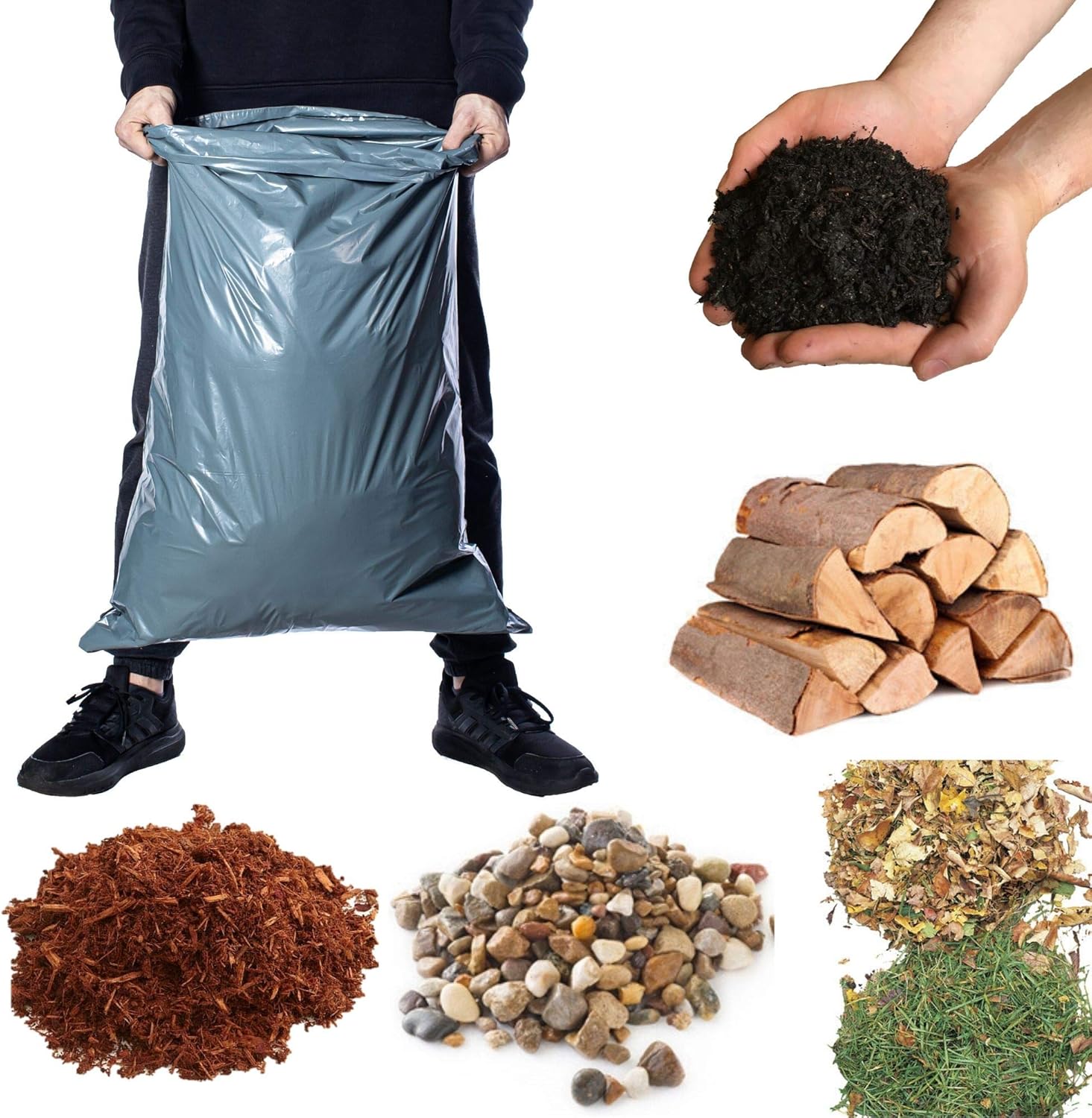 Calzette Large Heavy Duty Plastic Rubble Sacks Bags for Building Garden