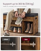 VASAGLE Shoe Bench with Cushion Rustic Brown LHS30BX view 6